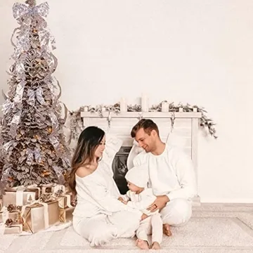 6ft Flocked Pull Up Christmas Tree with Ornaments and Lights