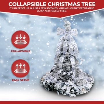 6ft Flocked Pull Up Christmas Tree with Ornaments and Lights