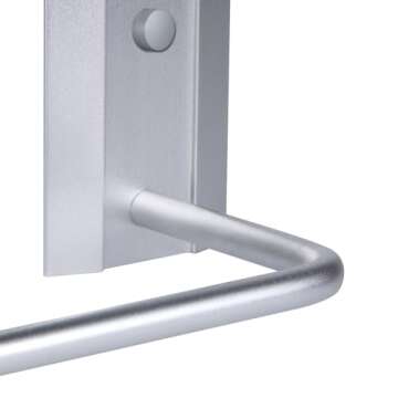 Vdomus Glass Bathroom Shelf with Hand Towel Bar, Rectangular Wall Mounted Bathroom Shelf Storage Extra Thick Tempered Glass, 15.2x4.5 inches with Brushed Silver Finish