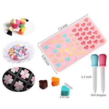 Verdental Small Heart Shaped Silicone Candy Mold Set - Non-stick Decorative Cake Molds for Chocolate...