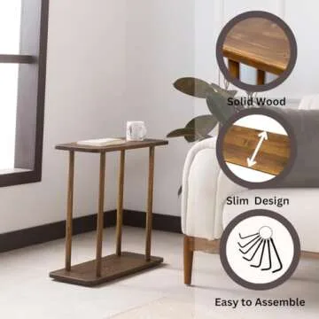 Solid Wood Narrow Side Table for Small Spaces