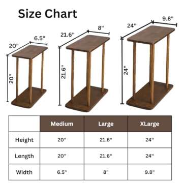 GENESIS WOODESIGN Rectangular Solid Wood Narrow Side Table, Skinny Bedside Table, Small End Table (Dark Walnut, X-Large)