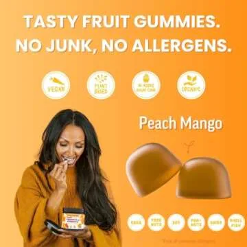 Llama Naturals Real Fruit Prebiotic & Probiotic Gummies for Adults, No Added Sugar Cane, Vegan Organic Synbiotics, Digestive Support, Women & Men Gut Health, 5B CFU, 60 ct (30 Days) Peach Mango