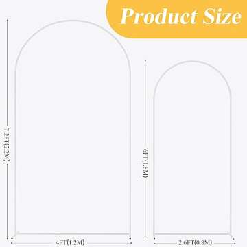 Putros Metal Arch Backdrop Stand White Wedding Backdrop Stand Set of 2 (7.2FT,6FT) Square Arch Frame for Birthday Party Graduation Ceremony Decoration