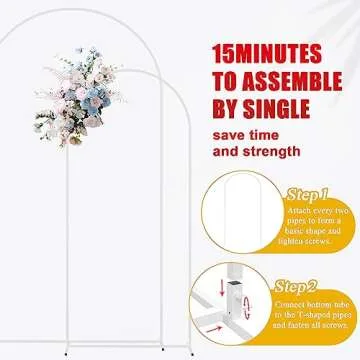 Putros Metal Arch Backdrop Stand White Wedding Backdrop Stand Set of 2 (7.2FT,6FT) Square Arch Frame for Birthday Party Graduation Ceremony Decoration