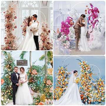 Putros Metal Arch Backdrop Stand White Wedding Backdrop Stand Set of 2 (7.2FT,6FT) Square Arch Frame for Birthday Party Graduation Ceremony Decoration