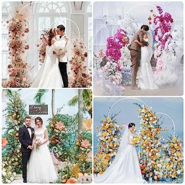 Putros Metal Arch Backdrop Stand White Wedding Backdrop Stand Set of 2 (7.2FT,6FT) Square Arch Frame for Birthday Party Graduation Ceremony Decoration