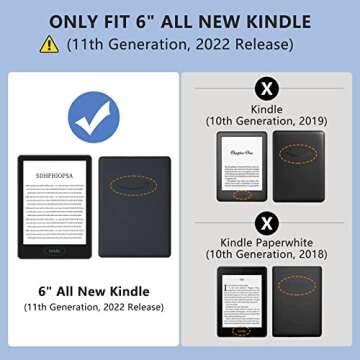 TQQ Clear Case for Kindle 6 inch 2024 and 2022 Releases Only (11 Generation), Thin Slim Soft Flexible Silicone TPU Rubber Back Case Cover Skin Fits Kindle 6'' 11th Generation 2024/2022