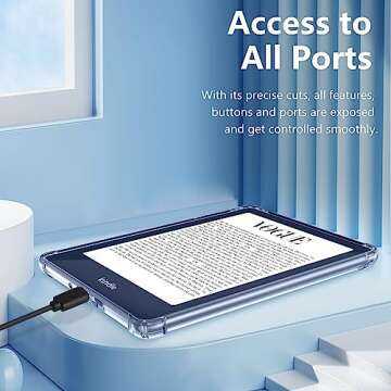 TQQ Clear Case for Kindle 6 inch 2024 and 2022 Releases Only (11 Generation), Thin Slim Soft Flexible Silicone TPU Rubber Back Case Cover Skin Fits Kindle 6'' 11th Generation 2024/2022