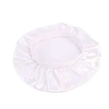 beauty YFJH Soft Satin Silk Salon Bonnet Night Sleeping Wide Band Hat Hair Loss Cap for Women White