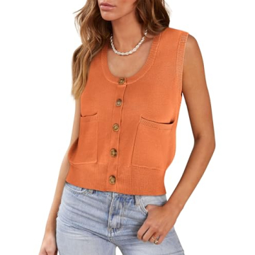 Tank Tops for Women 2024 Sweater Vest Womens Summer Tops Trendy Teacher Outfits Orange XL