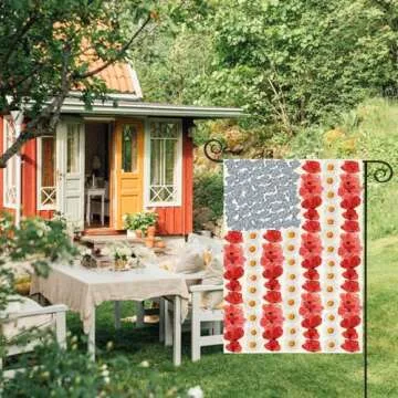 AVOIN colorlife Myosotis Poppy Memorial Day Garden Flag 12x18 Inch Double Sided Outside, Patriotic A...