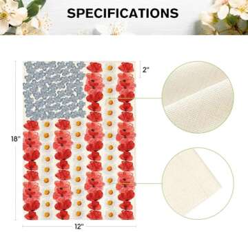 AVOIN colorlife Myosotis Poppy Memorial Day Garden Flag 12x18 Inch Double Sided Outside, Patriotic American Flag Yard Outdoor Decoration