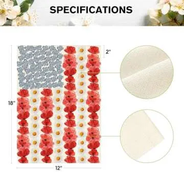 AVOIN colorlife Myosotis Poppy Memorial Day Garden Flag 12x18 Inch Double Sided Outside, Patriotic American Flag Yard Outdoor Decoration