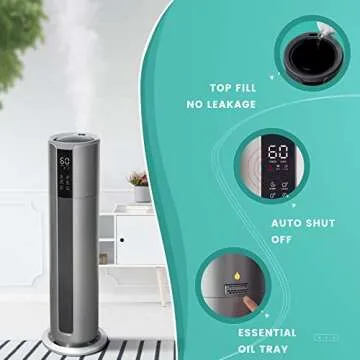 Top Fill Large Humidifiers for Home - 2.1Gal/500sqft