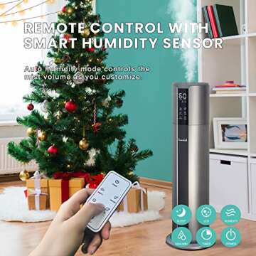 Top Fill Large Humidifiers for Home - 2.1Gal/500sqft