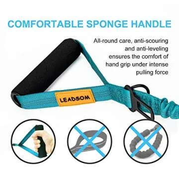 LEADSOM 6FT Highly Reflective Heavy Duty Elastic Bungee Medium and Large Dog Leash Shock Absorbing with Comfortable Padded Handle and Traffic Handle Suitable for Training