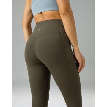 Colorfulkoala Women's Dreamlux Workout Leggings with Pockets High Waisted 25" Inseam 7/8 Length Yoga Pants (XXS, Olive)