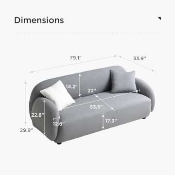 Acanva Modern Minimalist Sofa for Living Room Lounge Home Office, Rounded Edges Couch with Soft Bouc...