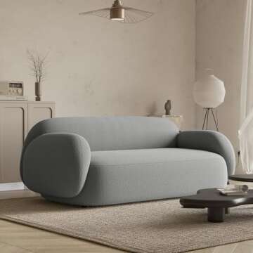 Acanva Modern Minimalist Sofa for Living Room Lounge Home Office, Rounded Edges Couch with Soft Boucle Upholstered, 74”W, Grey