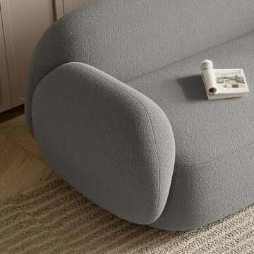 Acanva Modern Minimalist Sofa for Living Room Lounge Home Office, Rounded Edges Couch with Soft Boucle Upholstered, 74”W, Grey