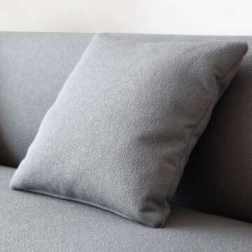 Acanva Modern Minimalist Sofa for Living Room Lounge Home Office, Rounded Edges Couch with Soft Boucle Upholstered, 74”W, Grey