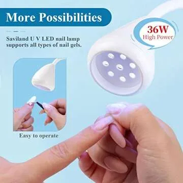 SAVILAND Rechargeable Nail Led Lamp - 36W Mini U V Light for Gel Nails with Nail Brush Holder Gel X Nail Lamp and Flash Cure Light for Nails Portable U V Lamp for Resin Curing for Home DIY Nail Salon