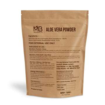 MB Herbals Aloe Vera Powder 16 oz / 1 LB | Aloe barbadensis Powder | Natural Skin Moisturizer | Promotes Hair Growth | for External Use Only
