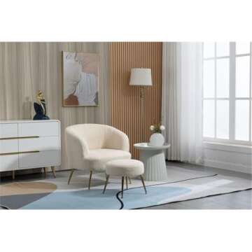 Stylish Modern Wool Accent Armchair & Ottoman Set