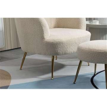 Stylish Modern Wool Accent Armchair & Ottoman Set