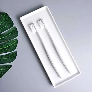 Floatant Ceramic Candle Tray Small Rectangle,Bathroom White Tray, Marble Tray, Organizer for Candle,Soap,Jewelry,Perfume,Towel Holder for Decoration Bathroom, Kitchen Sink, Counter, Restroom(Large)