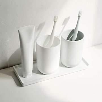 Floatant Ceramic Candle Tray Small Rectangle,Bathroom White Tray, Marble Tray, Organizer for Candle,Soap,Jewelry,Perfume,Towel Holder for Decoration Bathroom, Kitchen Sink, Counter, Restroom(Large)