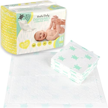 Vesta Baby 65 Disposable Changing Pads - Soft Absorbent Leak Proof Pee Mats - White Portable Diaper ...