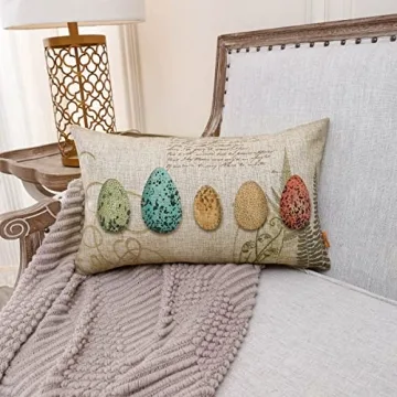LINKWELL Easter Egg Pillow Cover - Spring Decorative 12x20