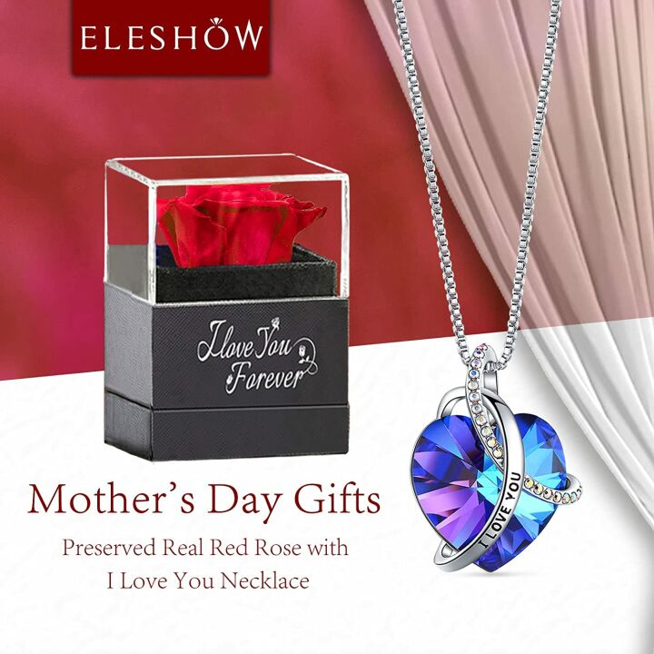 Red Rose & Heart Necklace Gift Set for Women