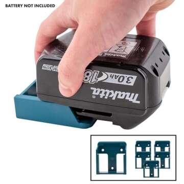 StealthMounts Battery Holder Compatible with Makita 18V (6 Pack) - Blue Battery Mounts | Made in The...
