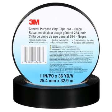 3M Vinyl Tape 764, General Purpose, Light Traffic Floor Marking, Social Distancing, Color Coding, Sa...