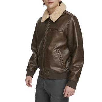 Levi's Brown Faux Leather Aviator Jacket with Sherpa Collar