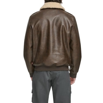Levi's Brown Faux Leather Aviator Jacket with Sherpa Collar