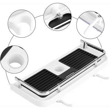 Qiilu Bathroom Storage Shelf Shower Rod Organizer