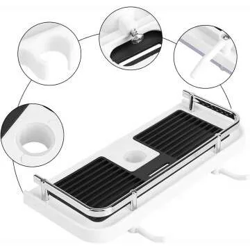 Qiilu Bathroom Storage Shelf Shower Rod Organizer