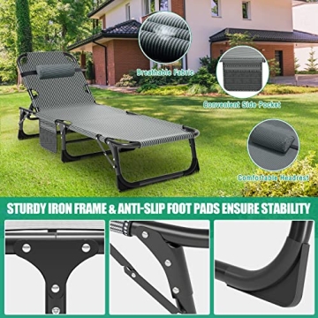 LILYPELLE Adjustable Folding Camping Cot for Outdoor Comfort