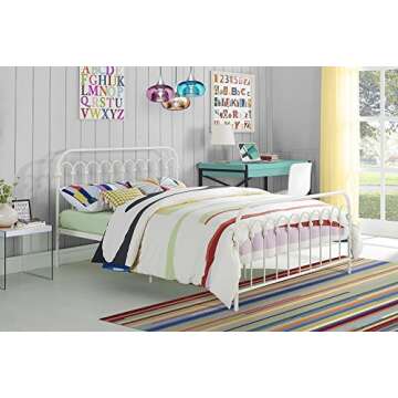 Novogratz Bright Pop Metal Bed, Adjustable Height for Underbed Storage (6.5" or 11"), Metal Slats In...