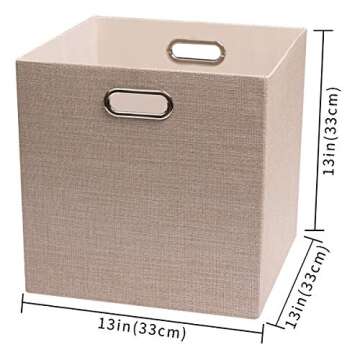 Posprica Storage Cube Basket Bins,13×13 Foldable Storage Boxes for Closet Organizer Shelf Cabinet Bookcase,Thick Fabric Drawer,Set of 4, Beige