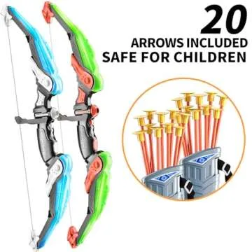 2 Pack Set Bow and Arrow Archery Toy for Kids, LED Light Up with 20 Suction Cup Arrows Target & Quiver, Outdoor Toys Kids Boys Girls Ages 3-12 Years Old