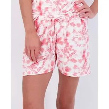 Real Essentials Ultra Soft Pajama Set – Women’s Short Sleeve and Shorts PJ Set for Comfort Lounge & Sleepwear - Multicolor Pack - Small
