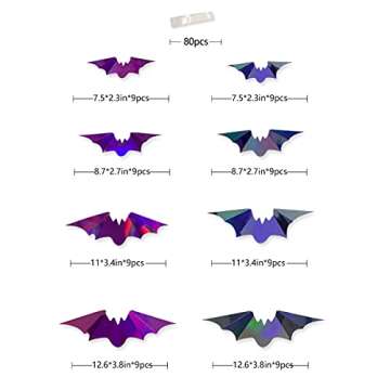 72Pcs Iridescent Bat Decorations for Spooky Halloween