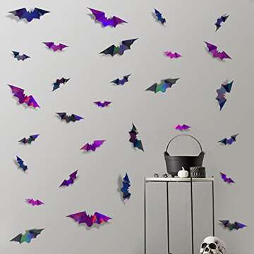 72Pcs Iridescent Bat Decorations for Spooky Halloween