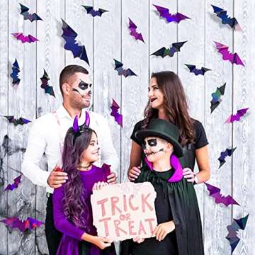 72Pcs Iridescent Bat Decorations for Spooky Halloween
