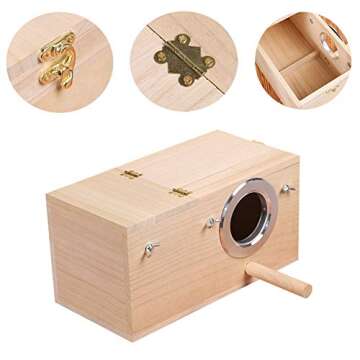 YJJKJ Wood Parakeet Nest Box Pet Bird House Parrot Breeding Mating Box Bird Cage Box for Lovebirds C...